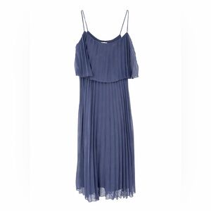 NWT Asos Lined Pleated Chiffon Dress, Navy Blue